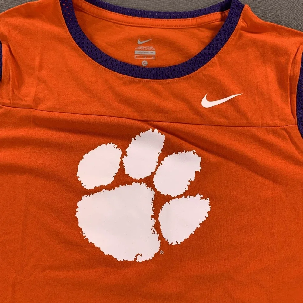 Clemson Tigers Shirt‎ Womens XL Orange Purple NCAA Football Nike Short Sleeve